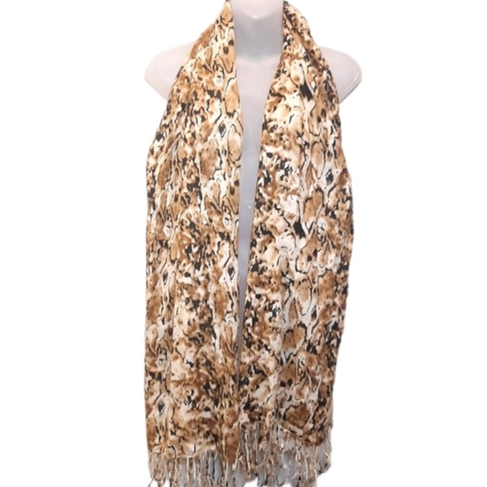TANGREN 100% Pashmina Scarf Python Snake Print Fringed Wrap Shawl